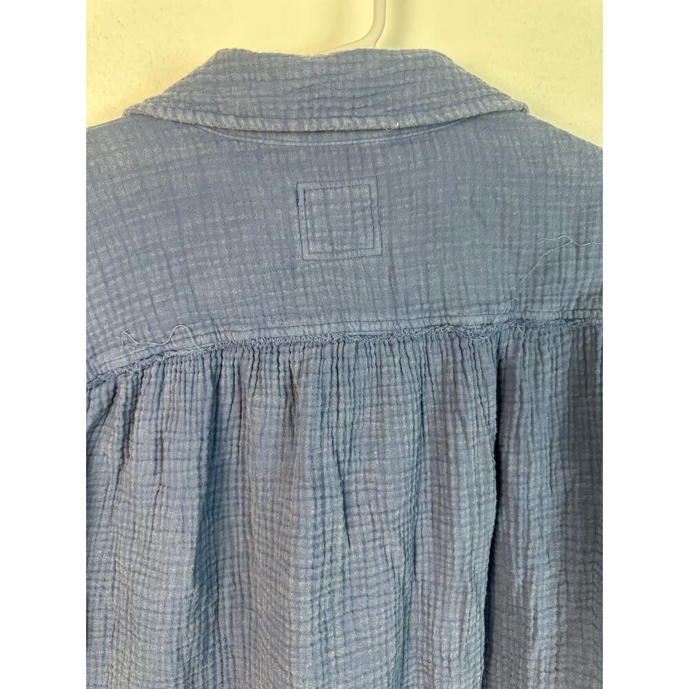 Aerie Women's gauzy Blue coverup shirt oversized fit lightweight raw hem XS - Picture 4 of 7